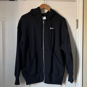 NWOT Nike Black Full-Zip Oversized Hoodie with Swoosh